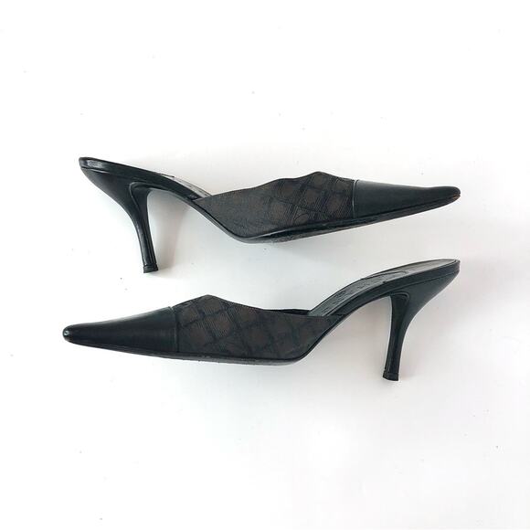 Vintage Chanel CC Logo Print Pointed Toe Mules Pumps 36.5 - Picture 5 of 8